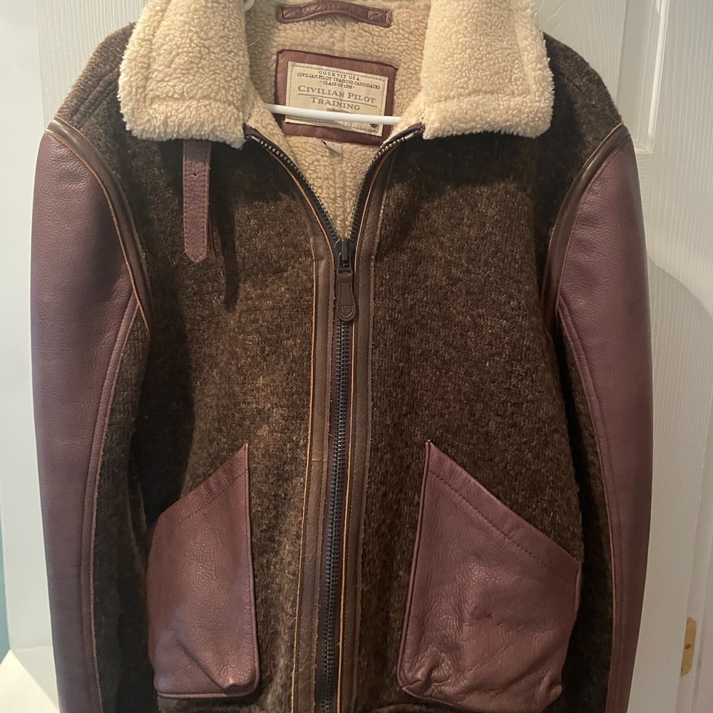 Wool and leather jacket. Very good condition. Bought it  from cockpitusa.